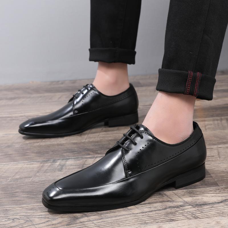 Fashion Men's Classic Retro Derby Shoes Mens Business Dress Office Leather Shoes Men Fashion Wedding Party Flats