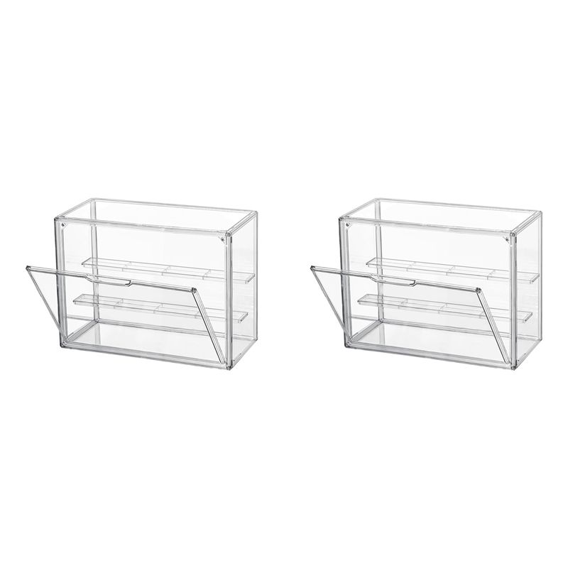 

BAAU 2X Clear Acrylic Display Case 3 Tier Display Shelf, Stackable Protection Showcase With Magnetic Door For Action Figures