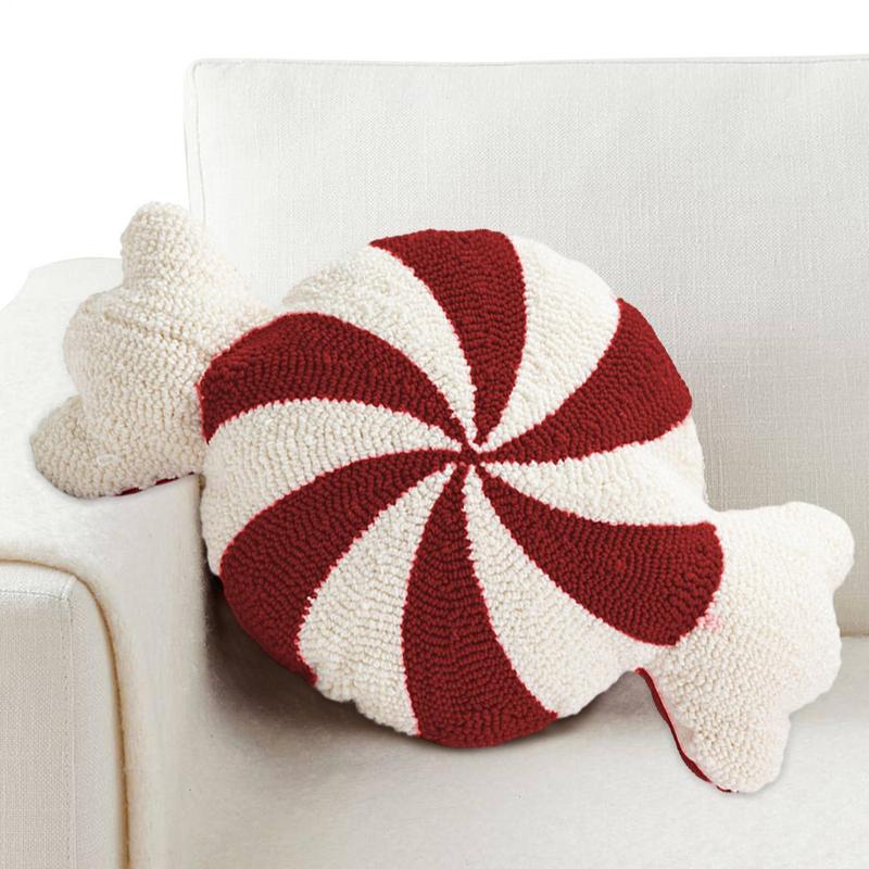 Christmas Candy Cane Throw Pillow Soft Sofa Cushion Festival Heteromorphic Decorative Pillow Doll For Christmas Decoration