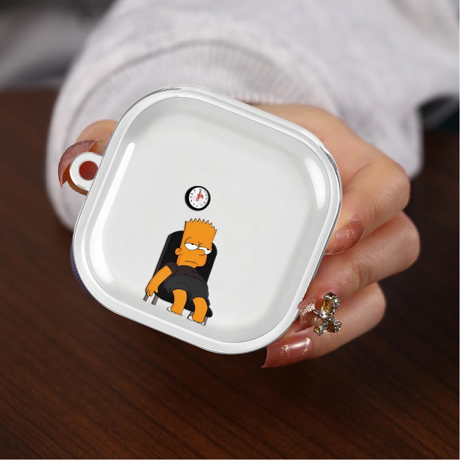 Clear Earphone Cases Cover With Hook Case For Samsung Galaxy Buds 4 Pro 3Pro Live 3 FE 2Pro 2 4Pro Cartoon Simpsons Cool