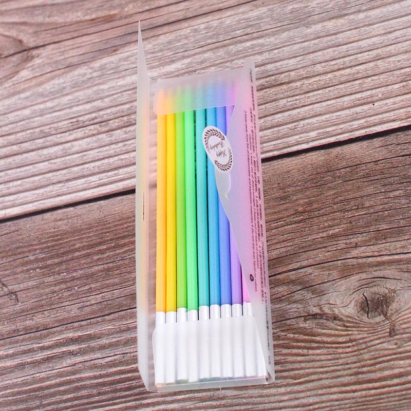 

Boxed Rainbow Gradient Rainbow Candle Birthday Candle Creative Colored Pencil Slim Candle Cake Decoration 14.5cm