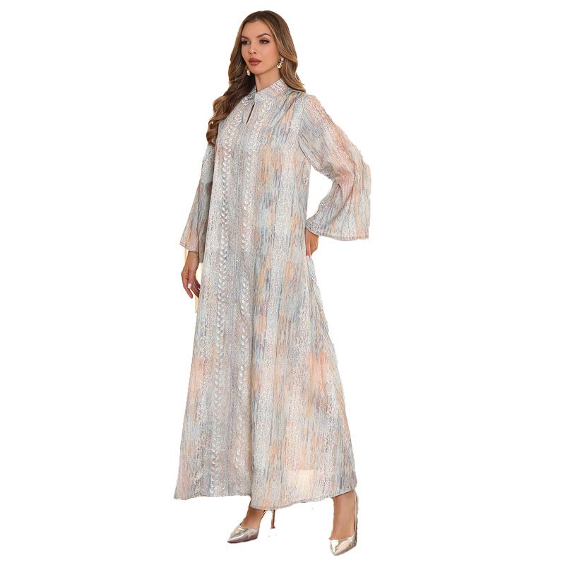 Magic Queen Middle East Elegant Robe Print Hot Drilling Women One piece Dress Women clothing Dubai Plus size Robe Dress