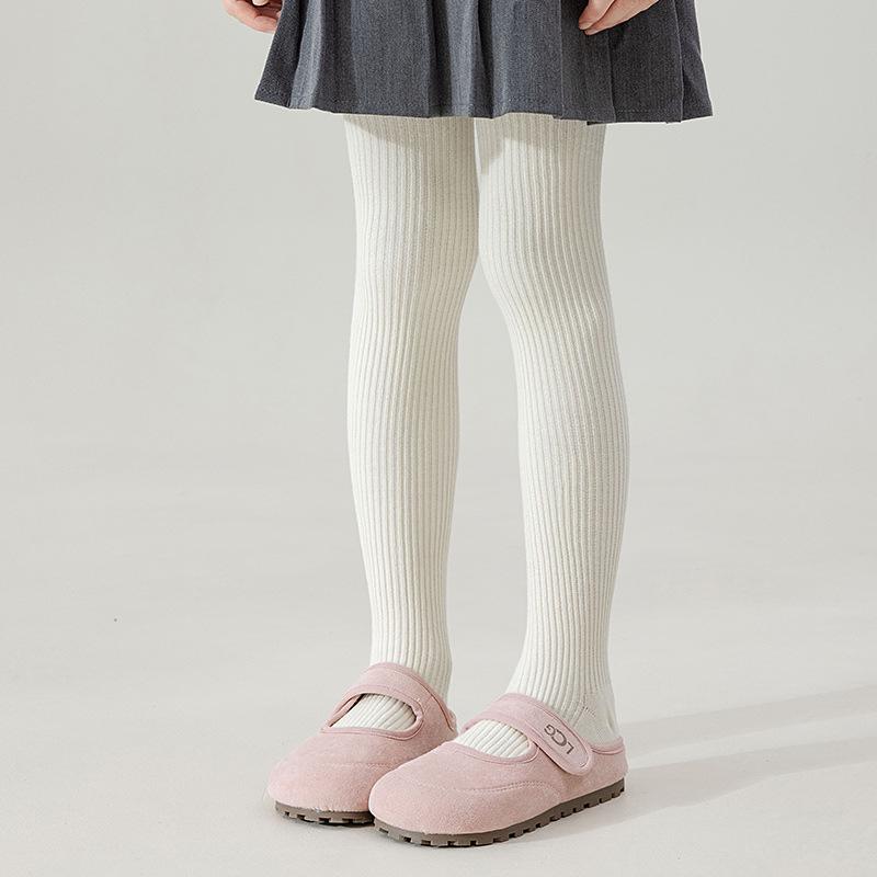 Children's TikTok Style Thin Fleece Tights - Autumn/Winter - Gray/Black Leggings