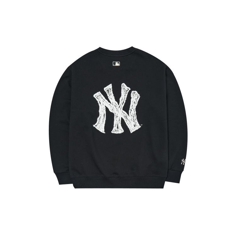 MLB FW22 Logo Printed Round Neck Long Sleeve Vintage Sweatshirt Unisex sweatshirt Black 3AMTE0124-50BKS