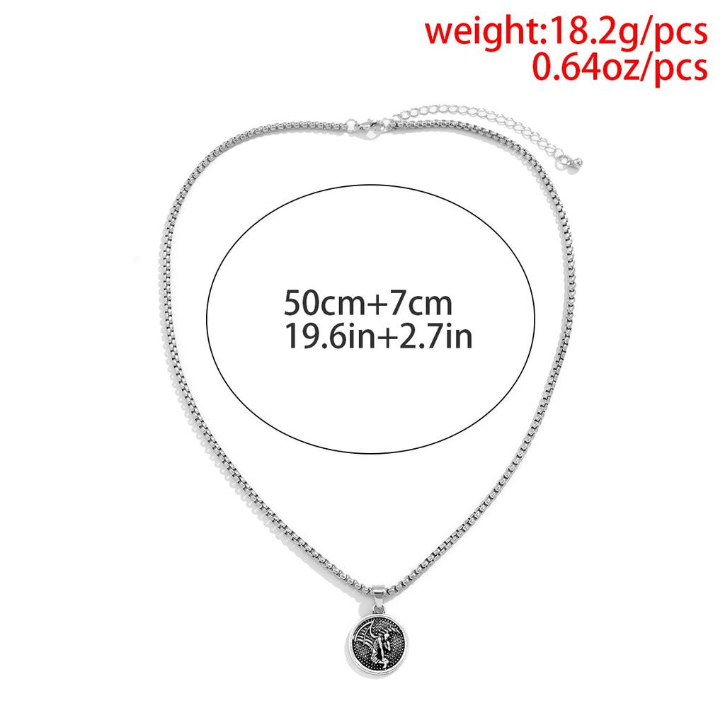 Vintage Simple Alien Human Coin Pendant Choker Necklace for Men Trendy Punk Long Chain On the Neck Jewelry Accessories Male Gift