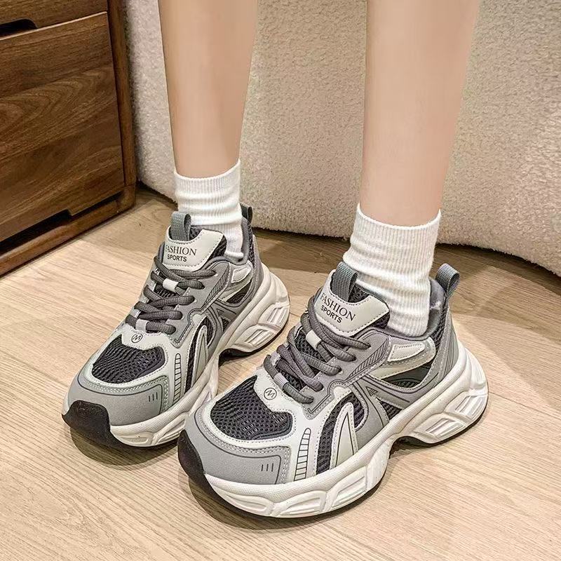 

Spring and autumn new thick-soled heightening casual sports shoes thick-soled retro dad shoes purchase 35【foot length 22.5cm】 серый