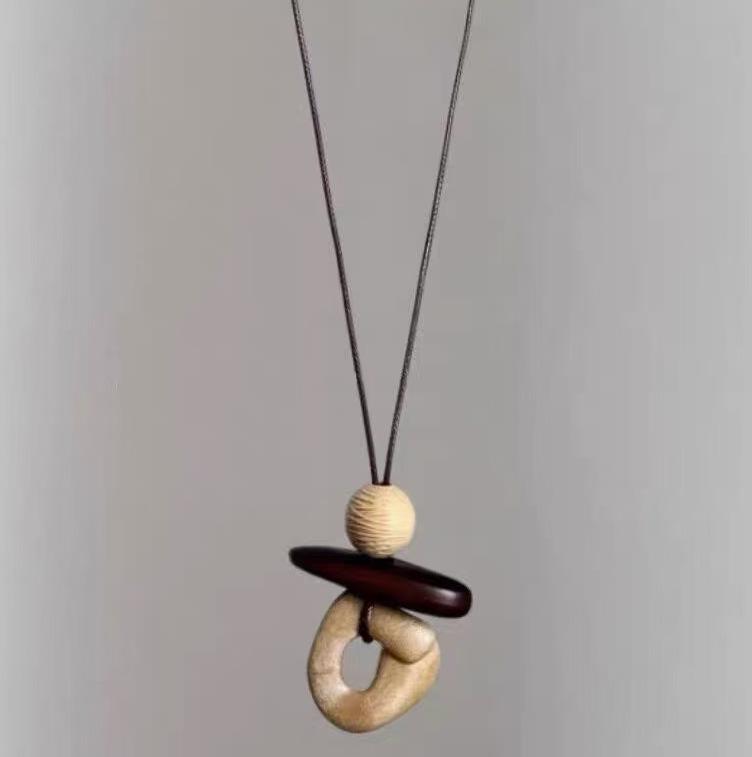 Bohemian Ceramiczny Naszyjnik: Vintage Etniczny Długi Łańcuszek do Swetra i Choker Zen