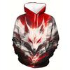 Herren-Kapuzenpullover mit Kängurutasche und Fuchs-Design im Tuschemalerei-Stil