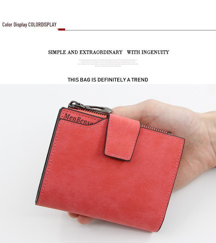 New Women's Large-Capacity Frosted Leather Wallet with Zipper, Buckle, and Multi-Card Slots