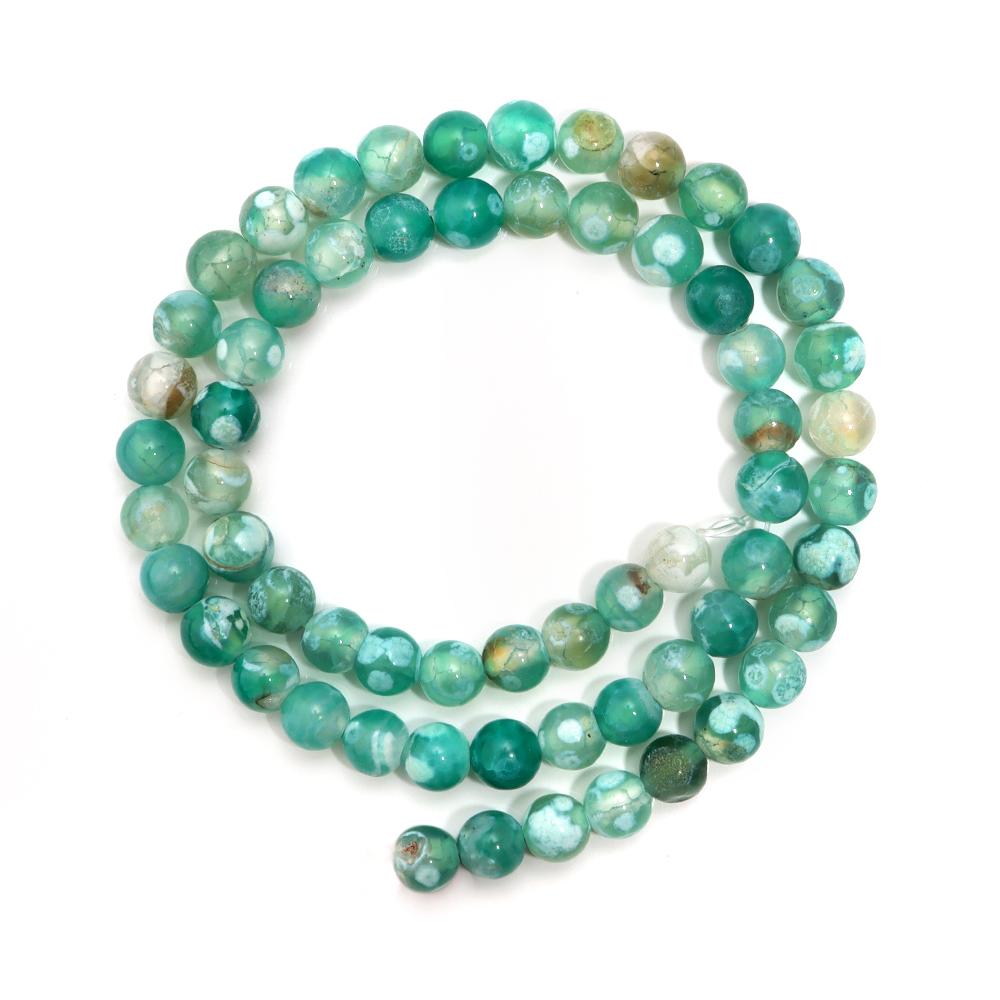 

1 Strand 6/8/10mm Natural Stone Fire Agates Beads Mint Green Round Loose Gemstone Beads For Jewelry Making DIY Bracelet Necklace