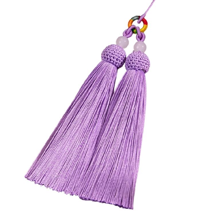 Versatile Keychain with Double Tassels Designs Polyester Silk Fringe with Loop for Keys Bags Decoration