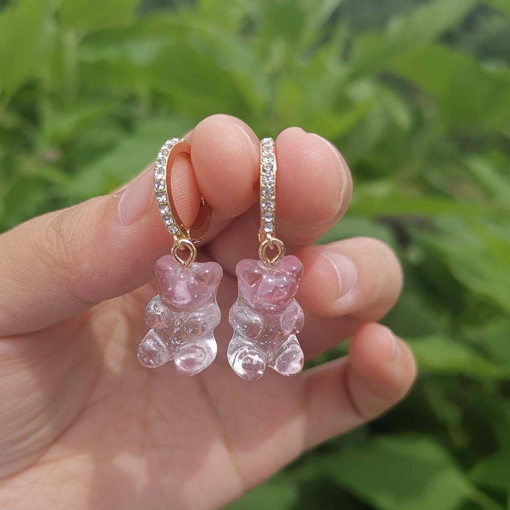 Playful Bear Resin Candy Earrings Fashionforward Animal Design Plated Finish