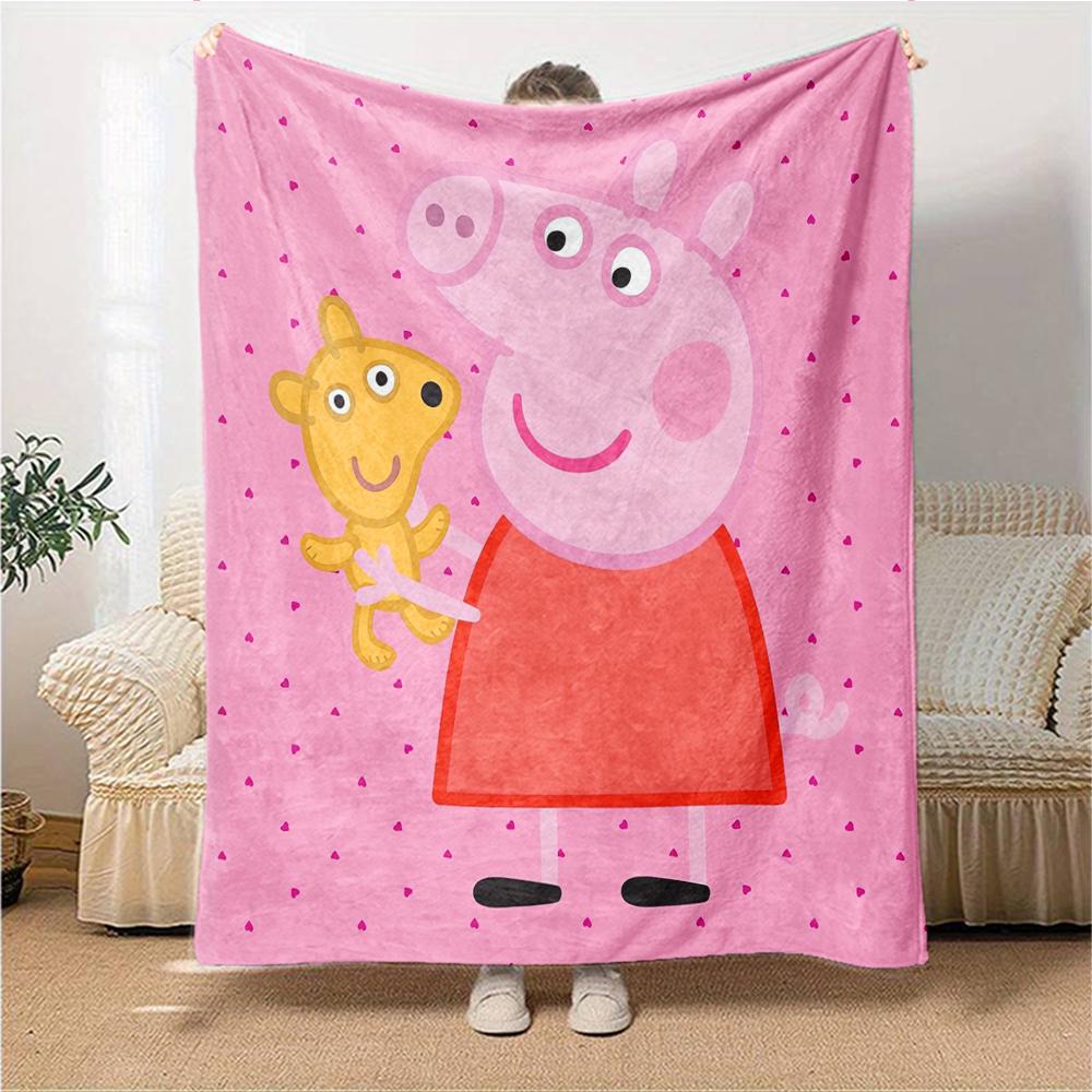 1Pc Peppa Pig Ice Cream Party Blanket For Couch Bed Plush Cozy Fuzzy Blanket Super Soft Warm Blankets For Fall And Winter 0918106