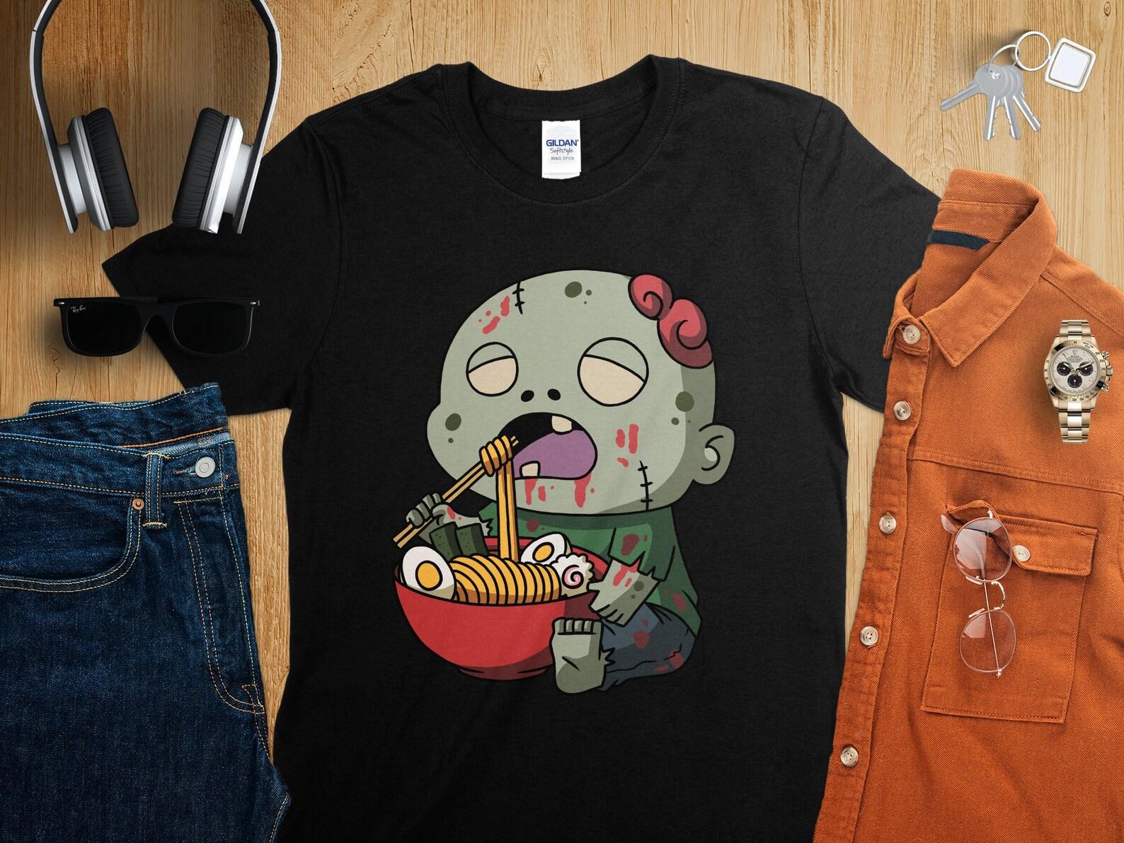 Kawaii Anime Zombie Halloween Asian Noodles Japanese Ramen Shirt, Anime Shirt, Ramen T-Shirt, Japan Art 4XL