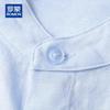 ROMON Men's 100% Linen 3/4 Sleeve Stand Collar Casual Shirt