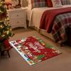 VIKAMA Red Christmas Happy Floor Mat Anti-Slip Washable Entry Floor Mat for Kitchen and Bedroom Winter Seasonal Decoration