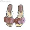 Fashion Flower Casual Flip Flops Shoes Woman Clip Toe Slippers Square Toe Women Heeled Sandals 2025 Trend Summer Elegant Dress Sandalias