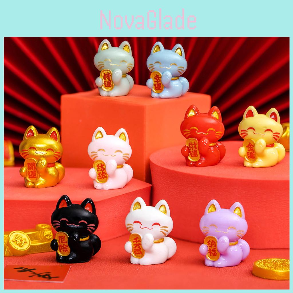 Adorable Resin Lucky Cat Figurines For Car Desktop Decor In Multiple Colors Cute Lucky Cat Resin Craft For Diy Decoration