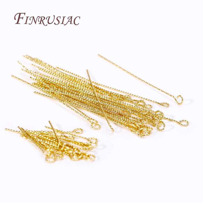 50Pcs/Lot 18K Gold Plated Pins For Jewelry,Brass Eye Pins For Earring Making DIY Beading Accessories