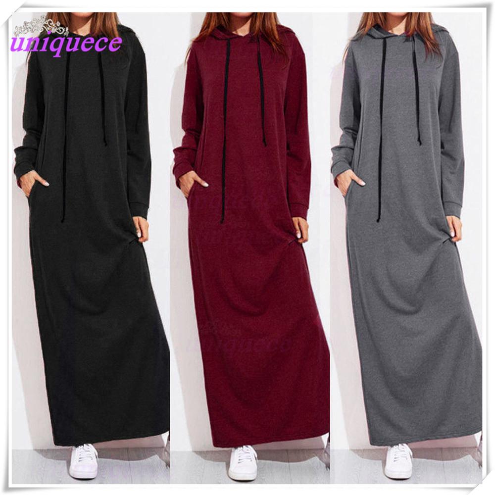 long sleeve hooded maxi dress