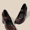 Fashion Woman Marie Janes Shoes Women British Style Black Chunky Heel Square Toe Single Shoe New Design Buckle Dress Shoes Elegant Pumps