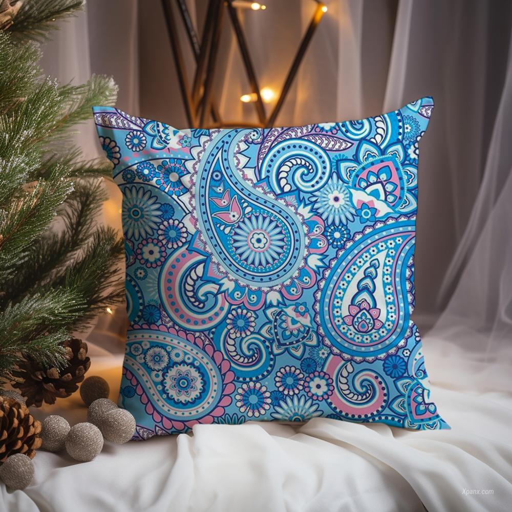 Painted Design P-PaisleyS Cushion Cover Premium Comfort Reversible Pillow Cove -Two in One Design for Any Room & Car Interior