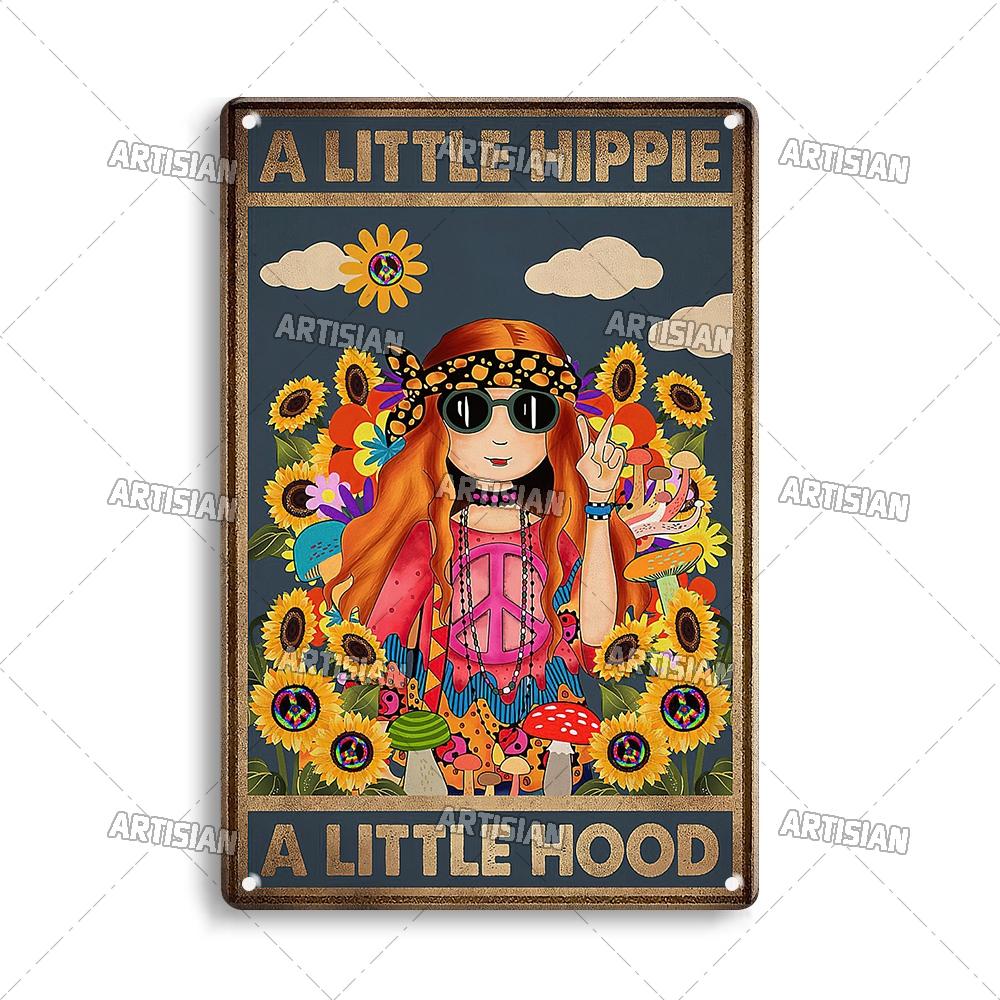 Artisian Gypsy Metal Plate Hippie Tin Plaque GIRL SUNFLOWER Decorative Sign Wall Decor Garage Bar Pub Club Hotel Kitchen Home