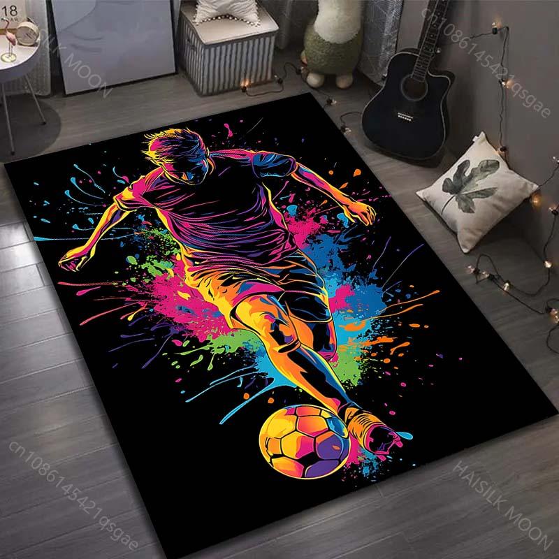 

1PC Colorful splattered soccer player Carpet for Living Room Bedroom Sofa Home Decor Rus Non-slip Floor Mat Luxury Gift 40cm x 60cm