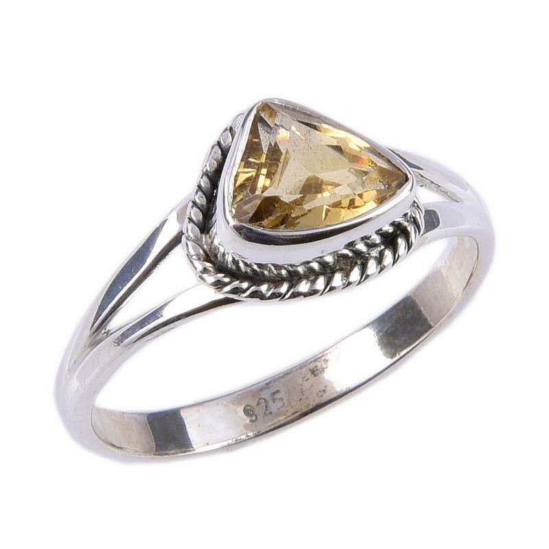 Natural Citrine Gemstone Handmade 925 Solid Sterling Silver Ring Size 8 O2K18