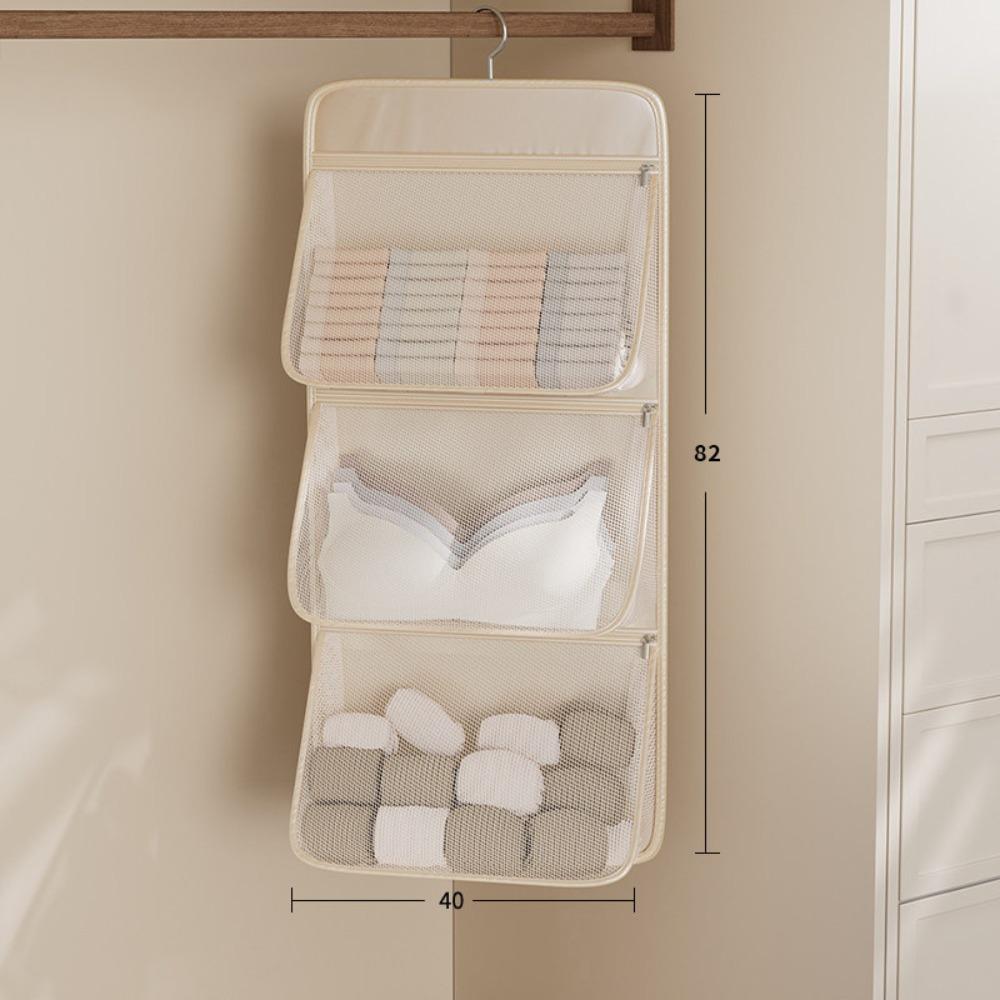 Multi Layer Underwear Hanging Bag Zipper Closure Closet Storage Bag Wardrobe Organization