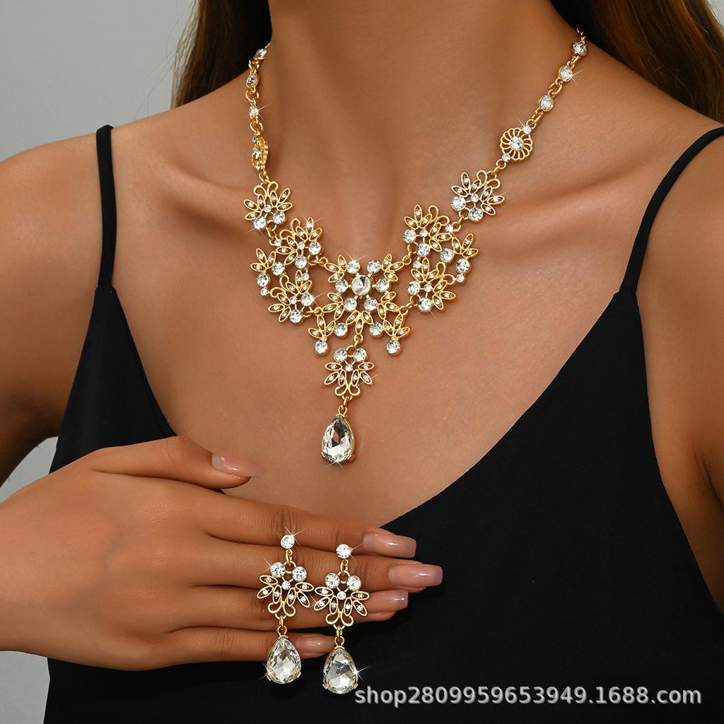 Factory Direct Supply for Bride Jewelry, Rhinestones, Leaves, Water Drops, Bridal Wedding Necklace, Earrings, Jewelry, Wedding Dress Matching