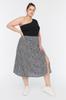 Women's Style Plus Size Black Slit Woven Viscose Skirt