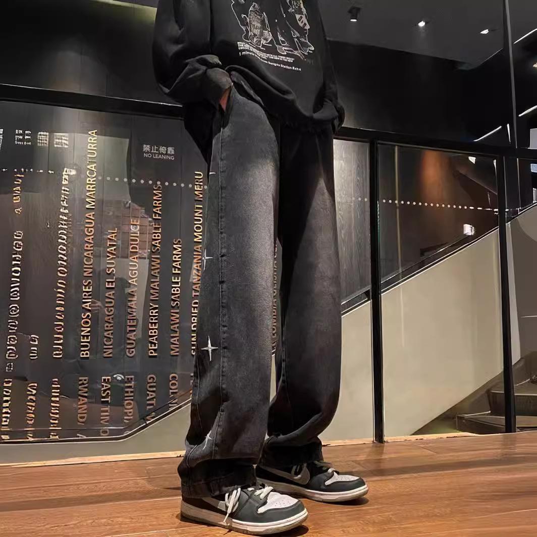 Джинсы JYL мужские широкие новые стираные вышитые американский винтаж осенние джинсовые 2XL(34) амарантовый