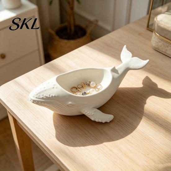 Whale Desk Organizer Humpback Storage Bowl, with Hollow Groove, 3D Printed Small Sundries Ocean Style Desktop Decoration, for Jewelry And Items Holder
