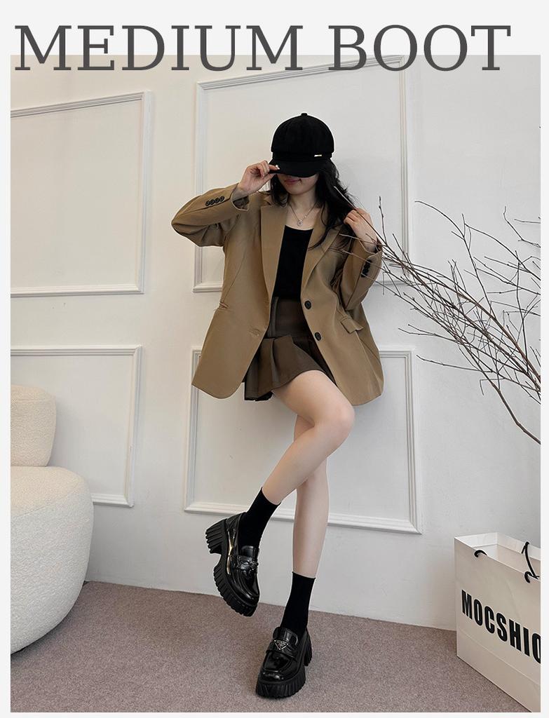 Black British High-heeled Loafers Women's 2025 Summer New Small Man Platform Commuter Mary Jane Small Leather Shoes