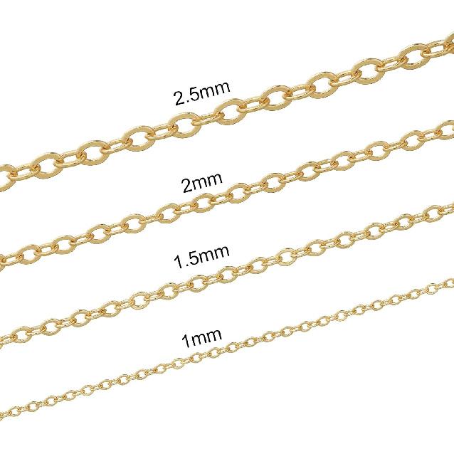 16.4 Feet Necklace Chains for Jewelry Making, Gold Plated Solid Brass Bulk for DIY Necklace Pendant Extender Link Supplies
