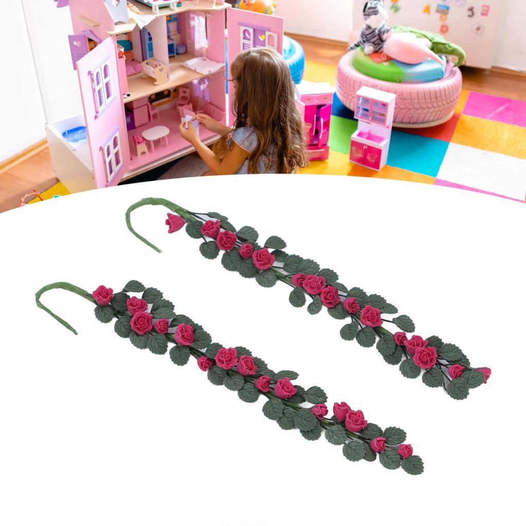 2pcs 1 : 12 Miniature Swing Vine Doll House Accessories Decorative Ornament Clay Doll House Swing   Vine for