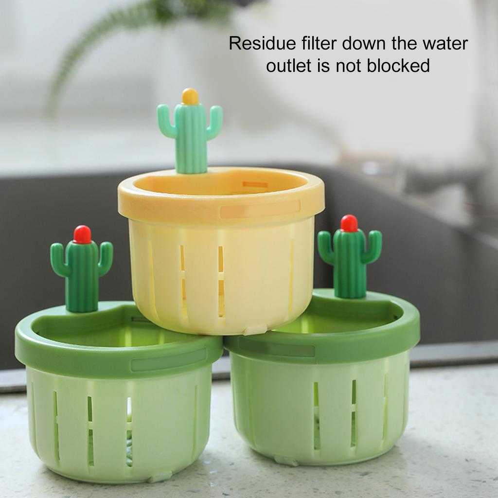 Multifunctional Green Cactus Sink Filter Net Press & Lift Cactus Kitchen Sink Basket Upgrades for Kitchen & Bathroom
