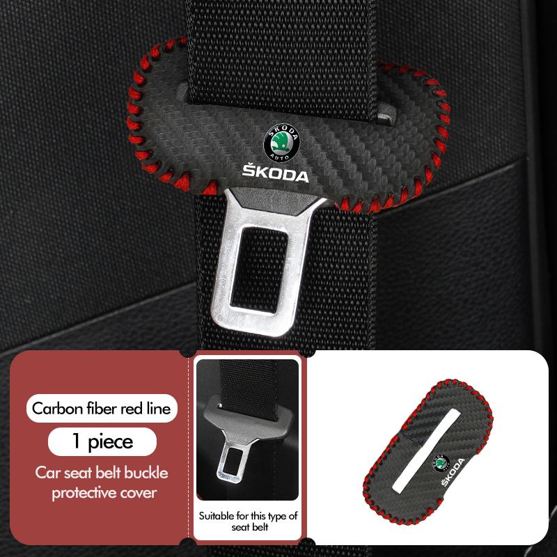 

For Skoda PU Leather Car Seat Belt Buckle Clip Cover Protector Anti-Scratch Case Kodiaq Fabia Kamiq Karoq Octavia 2 3 Rapid