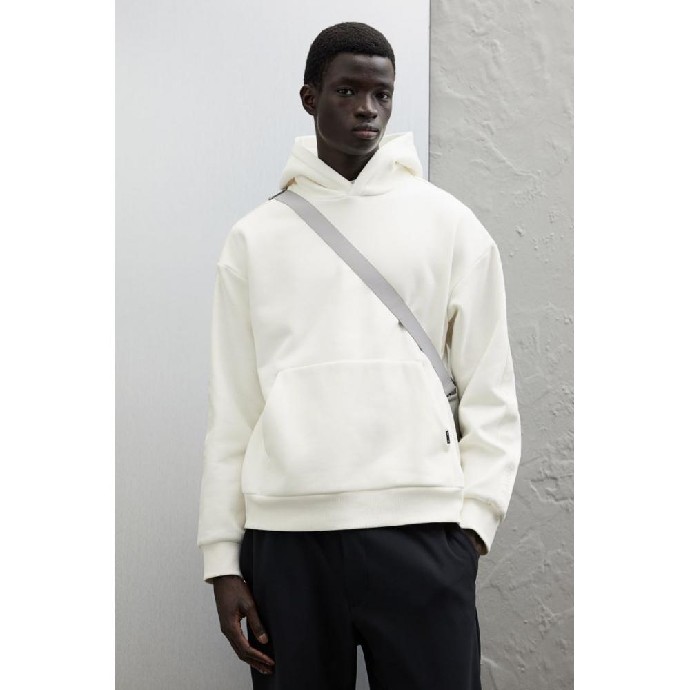 H M Side Stripe Hoodie Loose Fit creaM