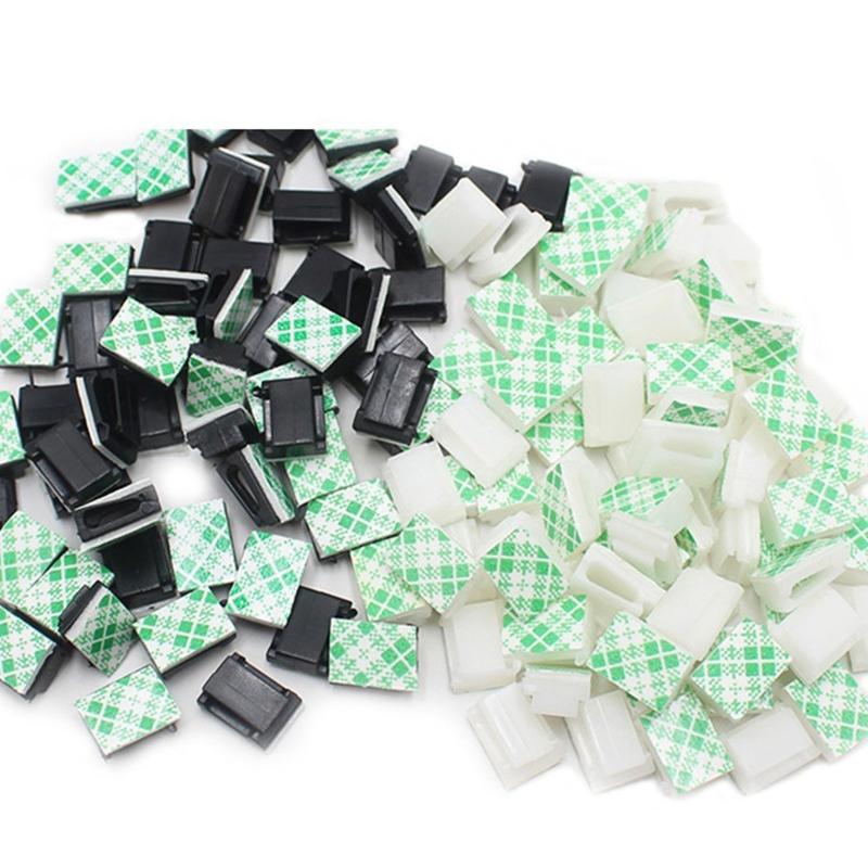 30pcs Black Adjustable Cable Clips Desktop Cable Management Cord Organizer Wall Clip for TV PC Laptop Ethernet Cable