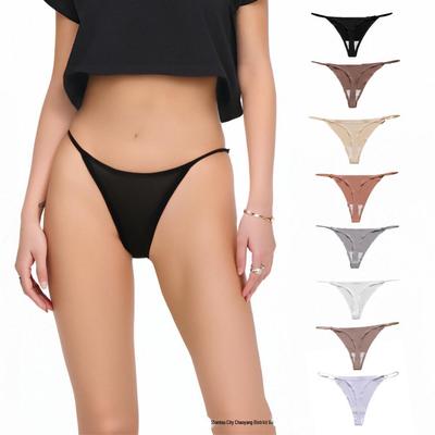 Women's Ice Silk Seamless Panties - Thin Strap, Plus Size, European & American Style Underwear