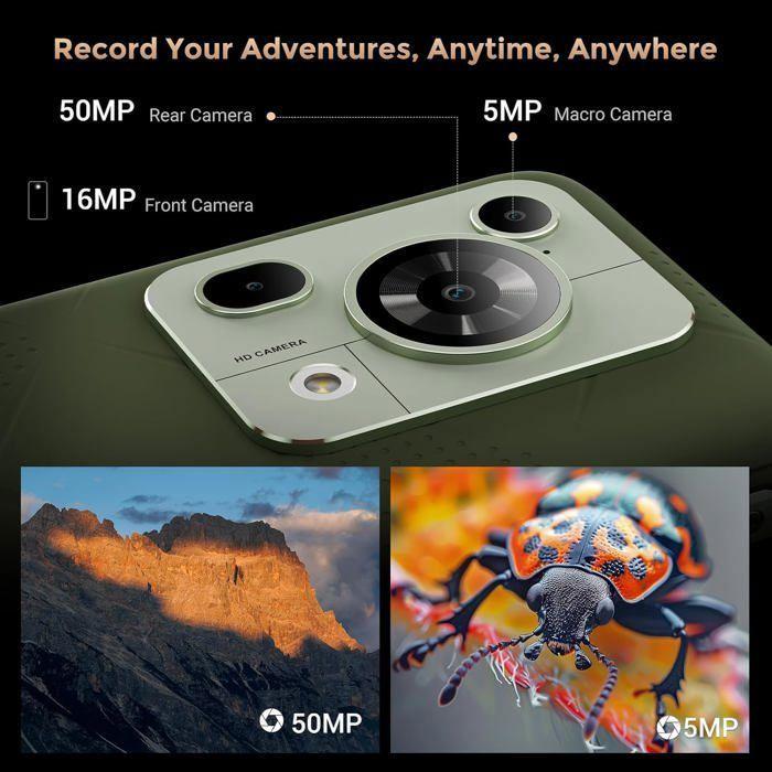 Téléphone Portable Incassable 5G FOSSiBOT F112 Pro 24Go+256Go 6.88” Smartphone Robuste Android 14 7150mAh 50MP Dual SIM/NFC Vert