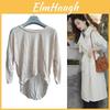 T-shirt Casual da Donna in Cotone a Maniche Lunghe con Vestibilità Larga e Orlo Curvo