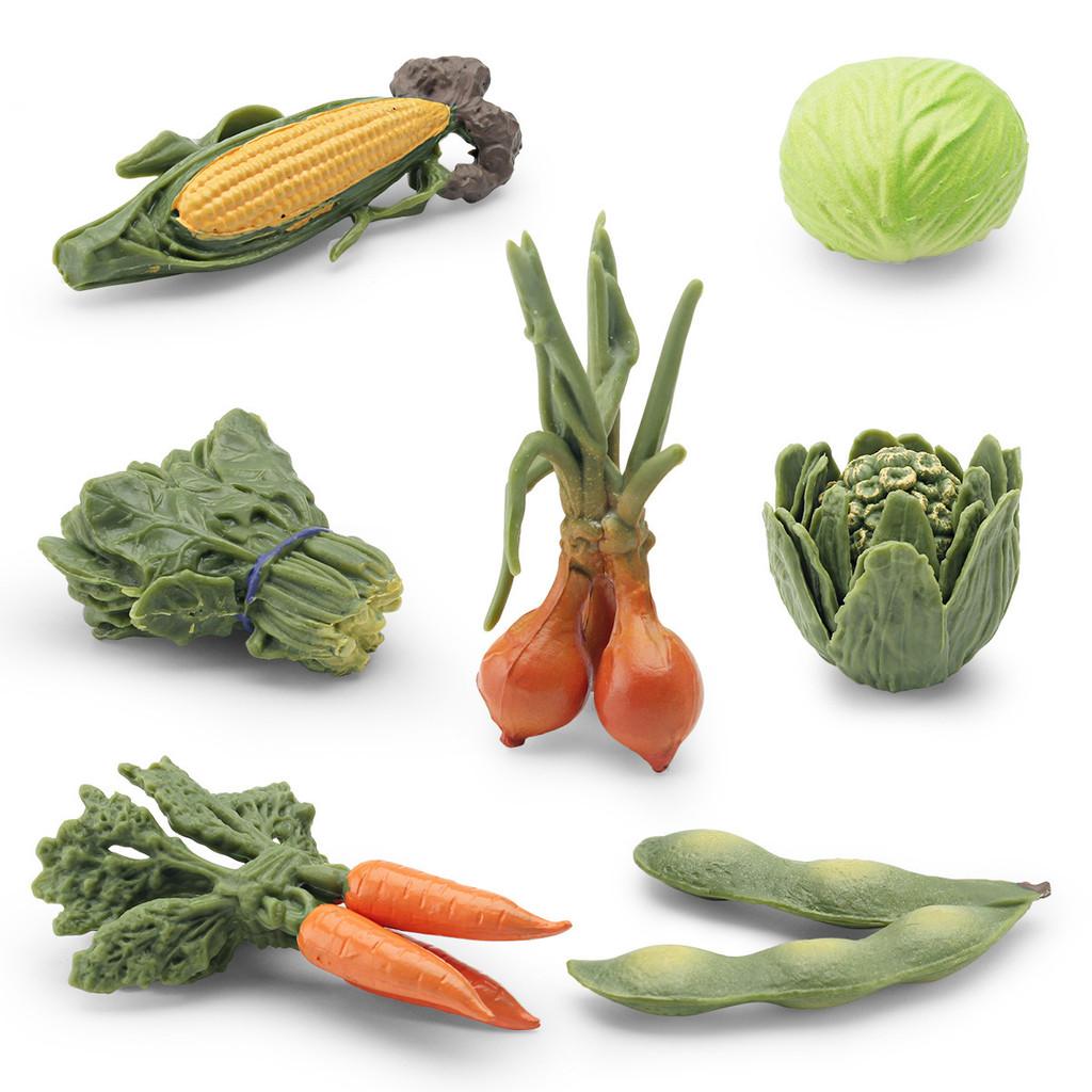 Realistic 7 Piece Vegetable Set Model Includes Spinach Carrot Corn Cabbage Onion Edamame Crafted From Durable Pvc