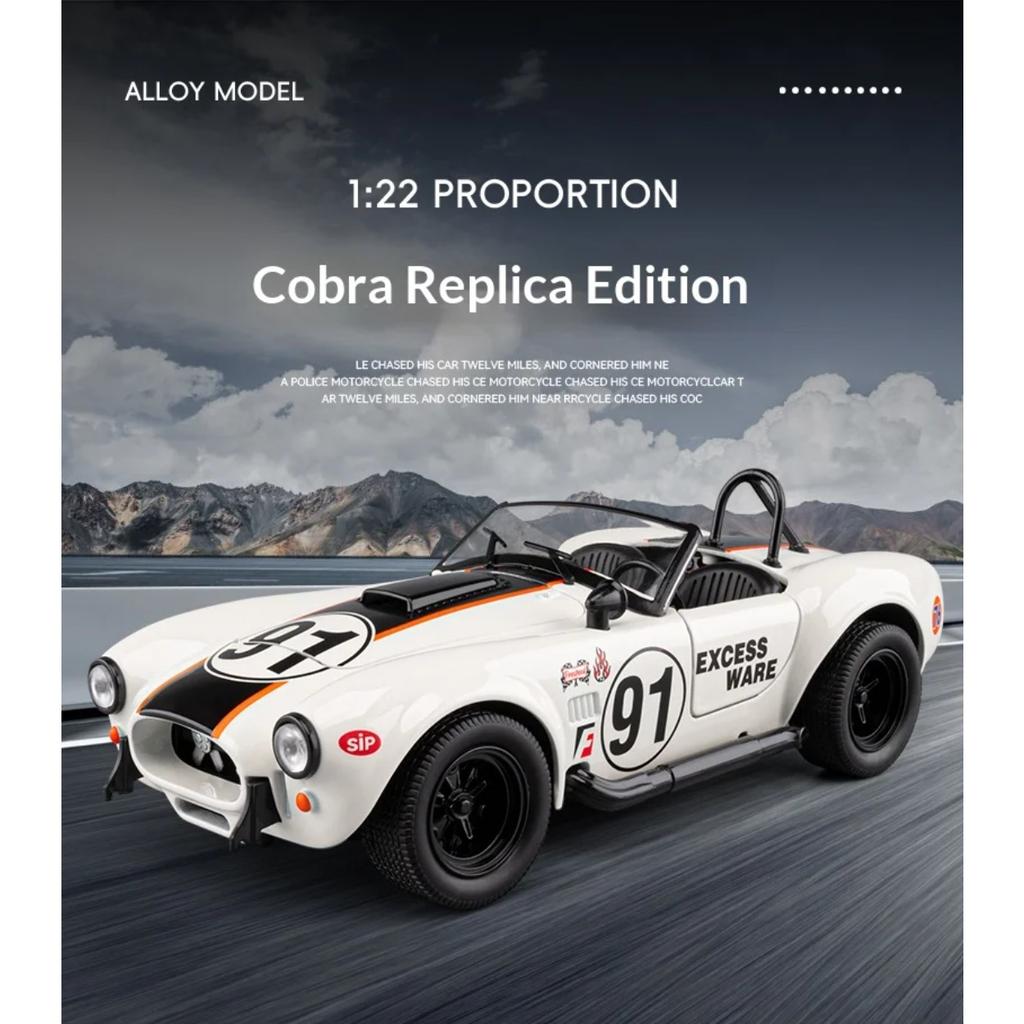 1/22 Ford Shelby Cobra Replica Alloy Car Model  Convertible Retro Collection Classic Car Toy Car Boy Holiday Birthday Gift