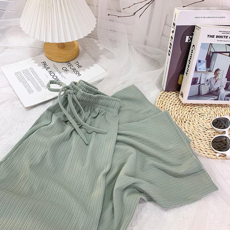 Women's Pants Solid Color Ultra-thin Wide Leg Pants To Wear The Basic Section Straight Casual Pants