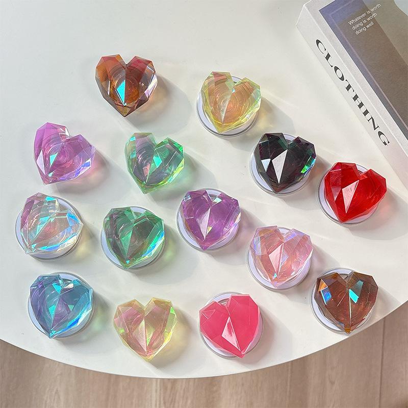 Magnetic Paste Three-Dimensional Laser Heart-Shaped Creative Desktop Drama Mobile Phone Airbag Bracket Transparent Telescopic Ring