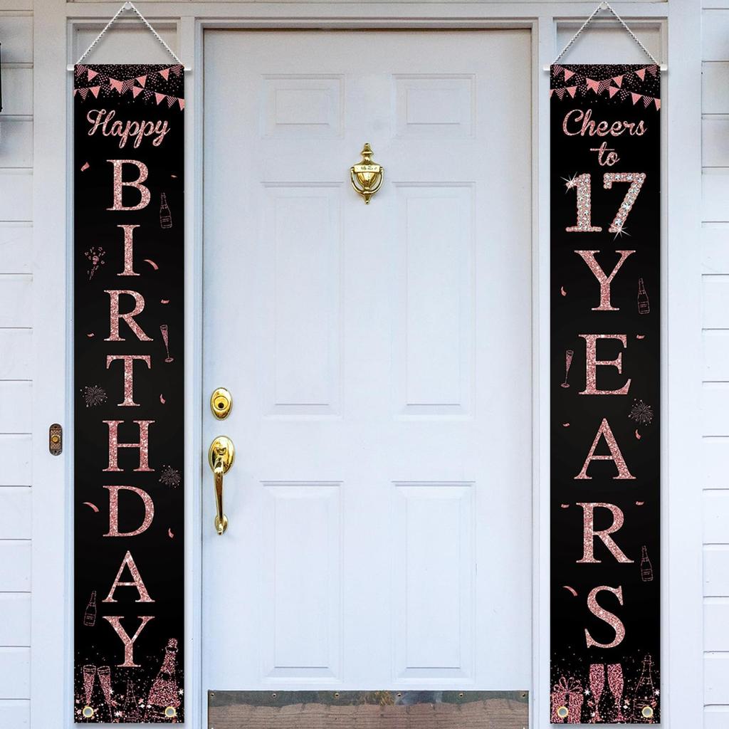 Happy 40th Birthday Door Banner Porch Sign Rose Gold, Cheers to 40 Years Birthday Party Decorations Supplies for Women