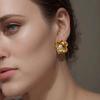 Geometric Stainless Steel Chunky Twist Metal Earrings Trendy Pearl Flower Stud Earring Everyday Statement Jewelry for Her